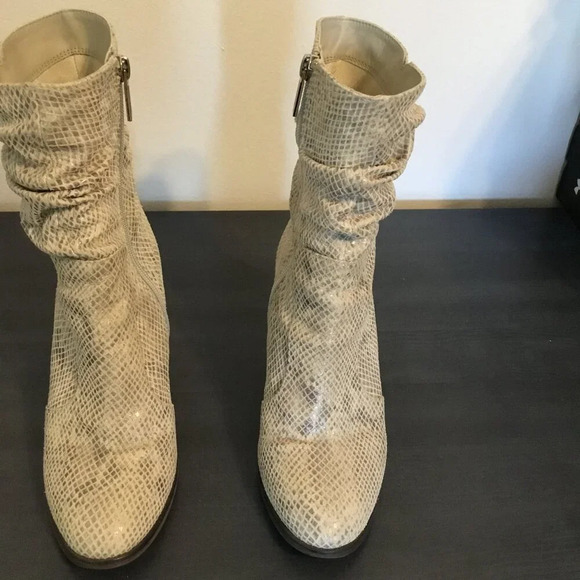 Le Saunda boots snake print grey  leather vintage Sz 7 - Picture 10 of 12